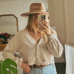 100% cotton neutral cropped sweater